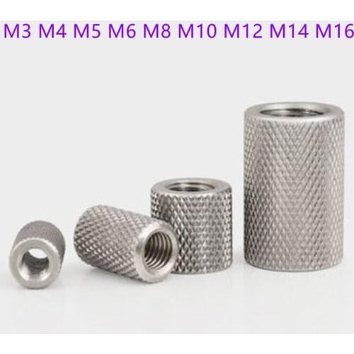 2-5pcs/lot Knurled round coupling nut M4 M5 M6 M8 M10 M12 M16 stainless steel Long extend knurled hand tighten nut