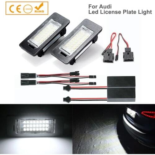 2Pcs No Error For Audi A1 S1 A3 A4 A5 S5 A6 S6 A7 Q3 Q5 Q7 TT2 TTS LED License Plate Lights Car Accessories Canbus Number Lamps