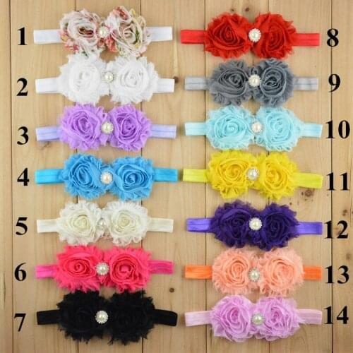 30pcs/lot Double Shabby Chic Chiffon Flower headband U Pick Colors