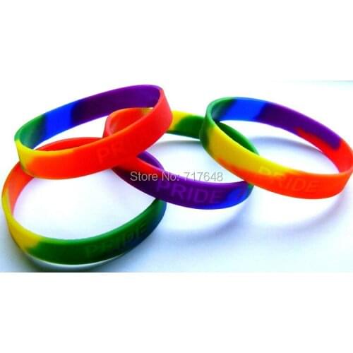 300pcs Rainbow GAY PRIDE wristband silicone bracelets free shipping by FEDEX