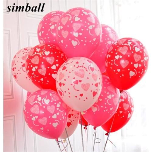 50pcs/lot 12 inches Printed Full Heart Latex Balloons High Quality Wedding Marry Valentine Balloons Decoration Party Supplies