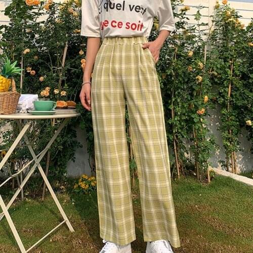 Женские брюки в клетку AIWOTWOTONG China At AliExpress
