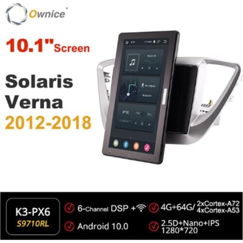 Ownice 720P Android 10.0 Car Radio ForHyundai solaris verna 2012 - 2018 Car Video Auto Multimedia head Unit 10.1" IPS Rotatable