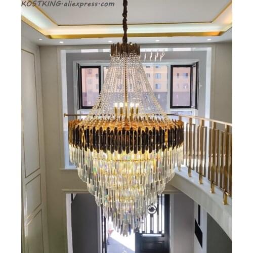 Large crystal chandelier in duplex building luxury hotel lobby engineering villa living room hollow chandelier