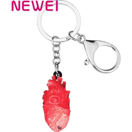 Newei Acrylic Halloween Red Heart Keychains Unique Big Trouser Keyring Jewelry For Women Kids Kids Funny Gift Wallet Accessories
