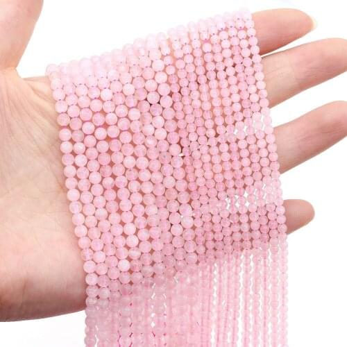 Natural Crystal Stone Beads Polished Round Scattered Rose Quartzs Beading Stone Charms for Jewelry Making Necklace Bracelet Gift