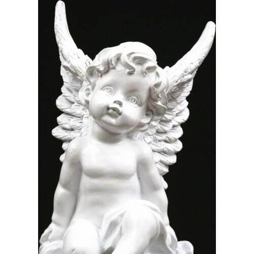 European Resin White Gold Cute Cupid Angel Decoration Crafts Creative Desktop Ornament Christmas Wedding Gift Home Decoration