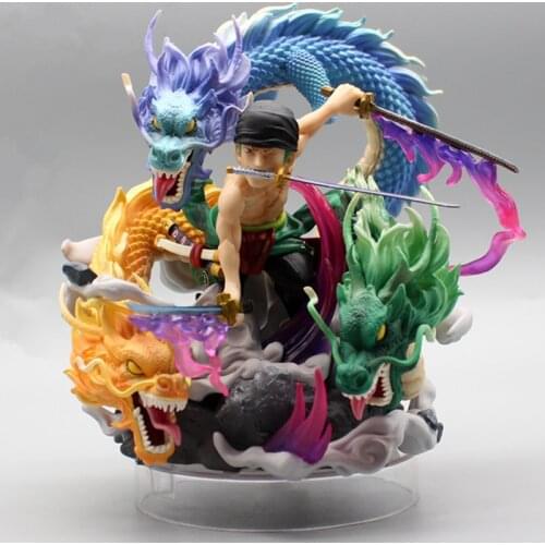 One Piece Roronoa Zoro Battle Form Figurine Toys PVC Full-length Desk Decoration Action Figure Model Statue Gift 18CM