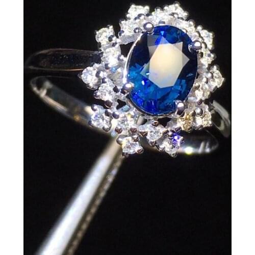 P605 Blue Sapphire Ring 1.52ct Real Pure 18 K Natural Blue Sapphire Gemstone Diamonds Stone Female Ring