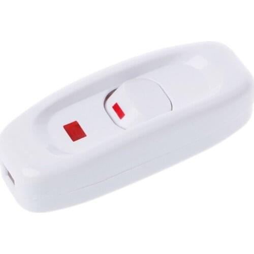 Compact White Plastic In-line Cord Light Lamp Switch 10A 250V with LED Indicator