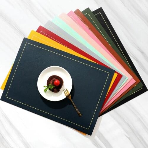 Ins Nordic Leather Western Mat Square Insulation Pad Waterproof Table Mat Double Plate Pad Placemats for Table Mat Accessories