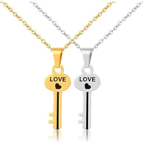 Fashion Key Pendant Necklaces for Women Chain Clavicle Love Necklace Stainless Steel Punk Fashion Collar Statement Jewelry