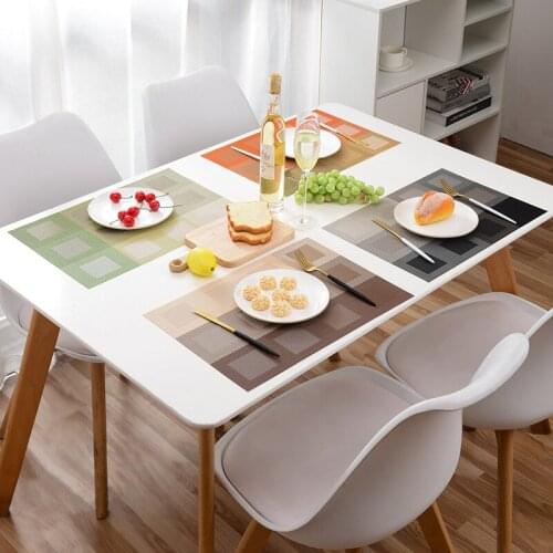 Washable Square Lattice PVC Placemat Table Mat Teslin Plaid Pattern Placemat Restaurant PVC Pad coaster Home Table Decor