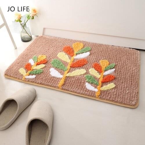JO LIFE Cartoon Soft Bathroom Non-slip Carpet Soft Rug Mat Flower Carpet Toilet Floor Decor Bedroom Water Absorption Carpet