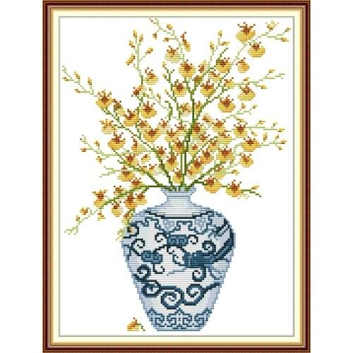 DIY Blue and White Porcelain Series Cross Stitch Kit 14CT 11CT Chinese Embroidery Needle and Thread Kit Home Decoration Painting