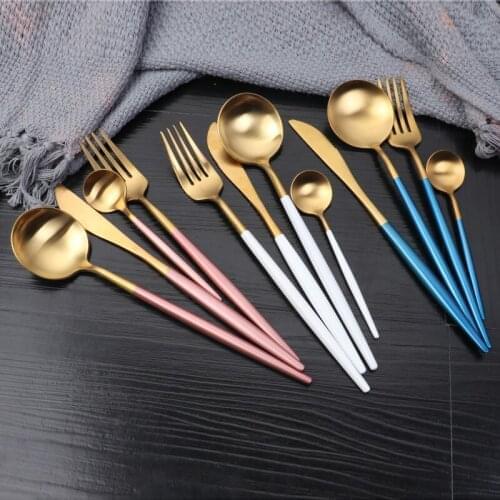 8pcs Tableware Cutlery Dinner Set 304 Stainless Steel Knife Fork and Spoon Set with Pointed Handle