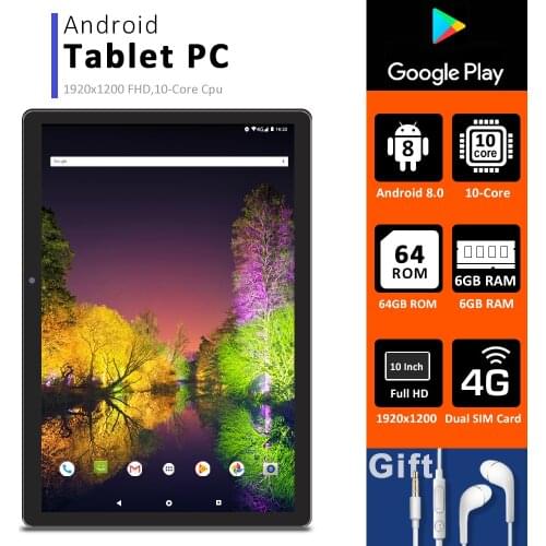 2021 New Arrival 4G LTE Tablets 10 Inch Android 8.0 10 Core Google Play Dual 4G SIM Cards GPS Bluetooth WiFi Tablet Pc