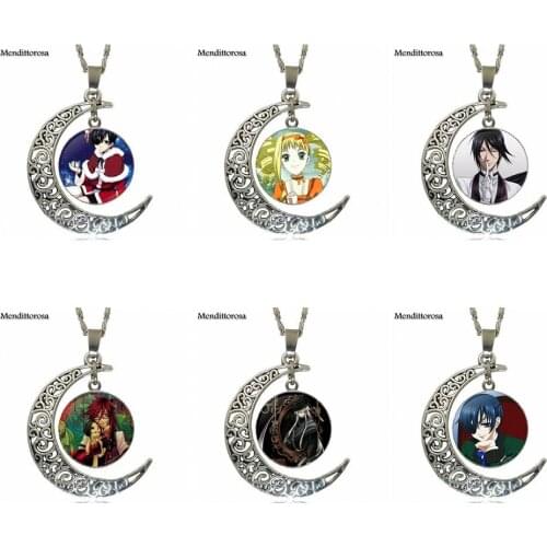 Glass Cabochon Pendant Necklace Fashion Necklace For Women Gifts Boy Kuroshitsuji Ciel Phantomhive Sebastian Grell Madame