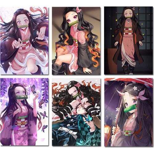 Demon Slayer Japanese Anime Poster Print Nezuko Kamado Wall Art Canvas Painting Bedroom Living Kids Room Sofa Wall Decor Cuadros