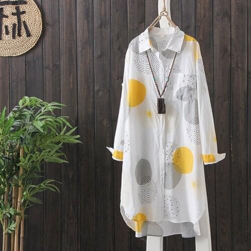 Polka Dot Long Women Shirts Summer New Turn-Down Collar Long-Sleeved Casual Oversizes Female Outwear Coats Tops