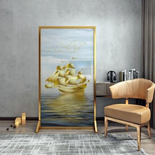 Light luxury art screen luminous lamp with custom translucent custom metal mobile screen entrance partition