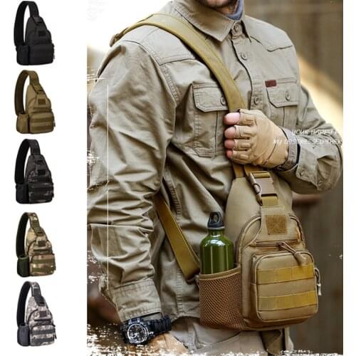 Tactical USB Chest Bag Outdoor Military Shoulder Bag Army Camouflage Sport Camping Travel Pack Hiking Backpack with Bottle Pouch
