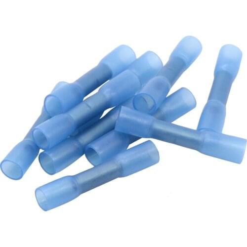 50PCS Blue BHT2 Heat Shrinkable Butt Waterproof Connector Splice Butt Heat Shrink Tube Joint and Connectors,16-14AWG 1.5-2.5mm