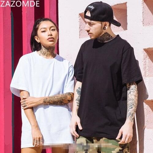 ZAZOMDE 2021 Hip Hop Streetwear Cotton Plain T-shirt Men Summer Sport Short Sleeves Oversize Basic Design Soild Top