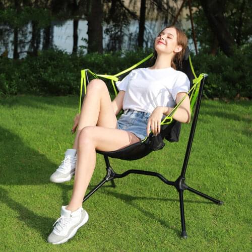 Portable Camping Chair Outdoor Folding Rocking Finishing Chairs With Pillow Reclining Garden Furniture Swing Seat Hot Sale Chair
