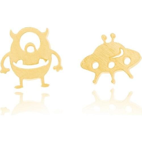 GORGEOUS TALE The Monster From Alien Planet and UFO Shape Charms Astronomy Lover Stud Earrings Magnetic Party Earrings for Women