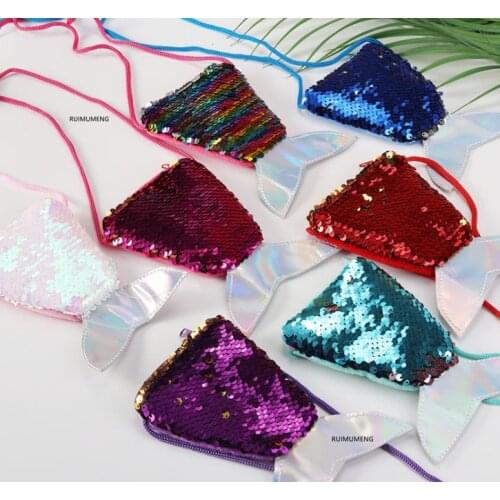 Rope String Plush Mermaid Satchel Messenger BAG , 16CM Shoulder BAG Coin BAG Pouch