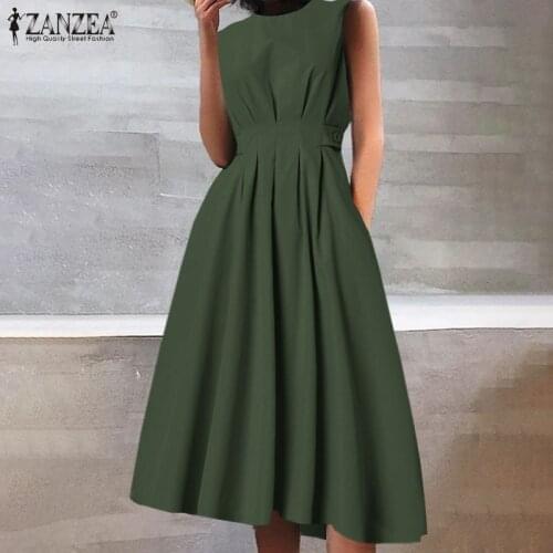 ZANZEA Solid Summer Dresses