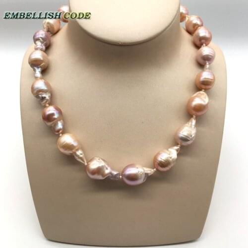 Baroque pearl Irregular statement necklace tissue nucleated Mellow flameball peach purple mixed natural pearls popular jewelry