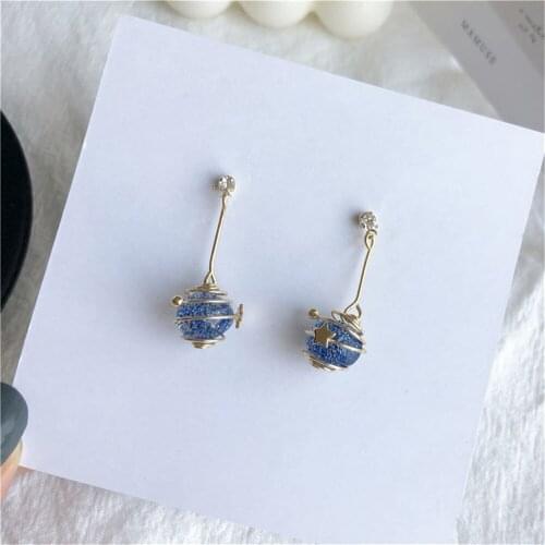 Shamir Blue Sky Universe Planet Track Stars Stud Earrings Planet Coiling Earrings Women Jewelry Gifts