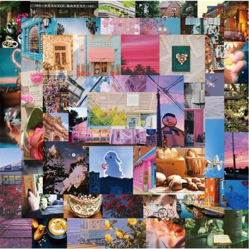 10/30/50pcs INS Style Mixed Flower Landscape Stickers Aesthetic Decals Decor On Luggage Laptop Suitcase Phone Sticker Kids Toy