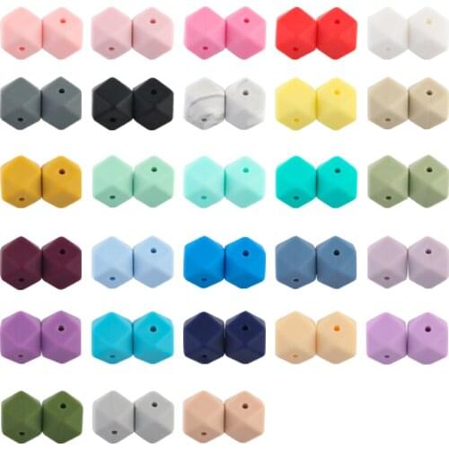 Kovict 17mm 20pcs Hexagon Silicone Beads Food Grade DIY Pacifier Chain Pendant Accessories Chewable Teether Baby Toys