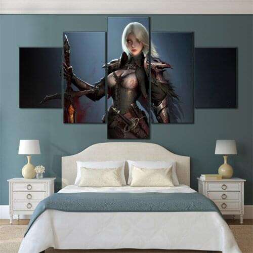 5 Pieces HD Canvas Painting Print Anime Beautiful Girl Picture For Modern Decorative Bedroom Living Room Home Wall Art Decor