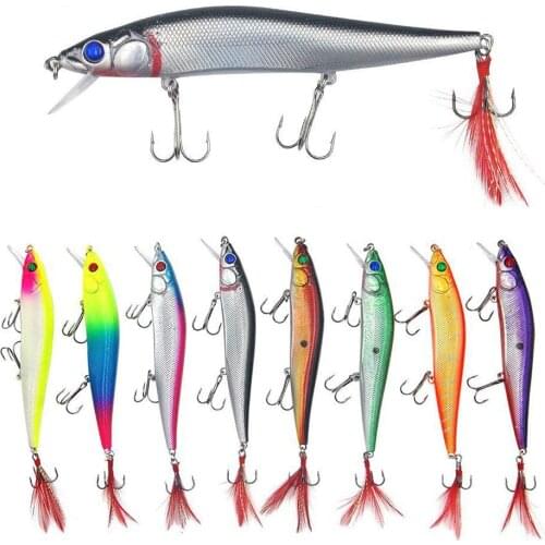 8pcs Fishing Minnow Lure Deep Diver Sinking Bass Crankbaits Tackle With 3D Fishing Eyes Bait Spinner Bait Lure Two Treble Hooks