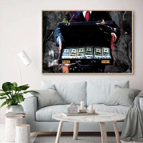 Abstract Color Money Box Man Inspirational Canvas Painting Posters Wall Art Picture for Living Room Home Decor No Frame