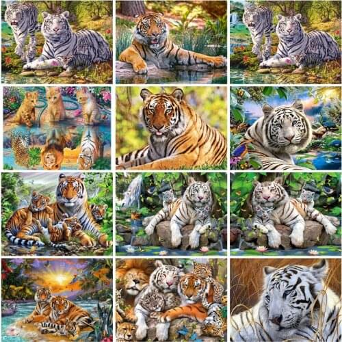 5D Diy Diamond Painting Animal Tiger Diamond Embroidery Full Drill Rhinestones Daimond Painting Mosaics Home Decor Cross Stitch