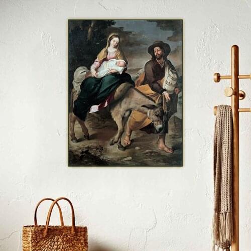 Citon Murillo《The Flight into Egypt》Canvas Art Oil Painting Artwork Poster Picture The Wall Background Decorations Home Decor