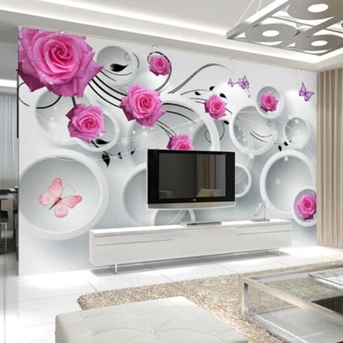 3D custom decorative mural TV background wallpaper wallpaper living room bedroom warm roses dream rose wall painting