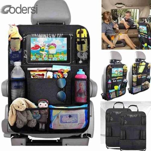Car Back Seat Organizer Storage Car Backseat Cover Protector with Screen Tablet Holder Kick Mats with Pocket for Toys 1pc