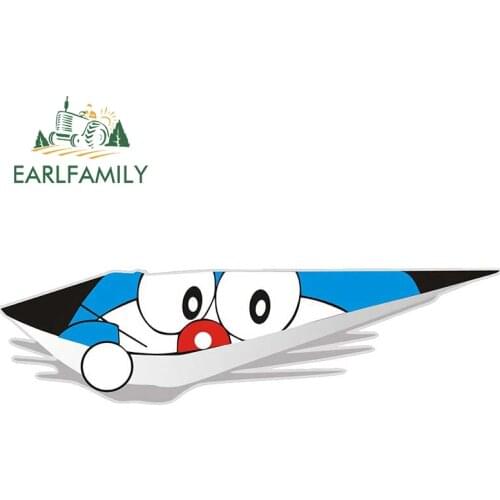 EARLFAMILY 13cm x 3.6cm for Doraemon Funny Car Stickers Anime Campervan Decal Motorcycle Surfboard Windshield Car Accessoires