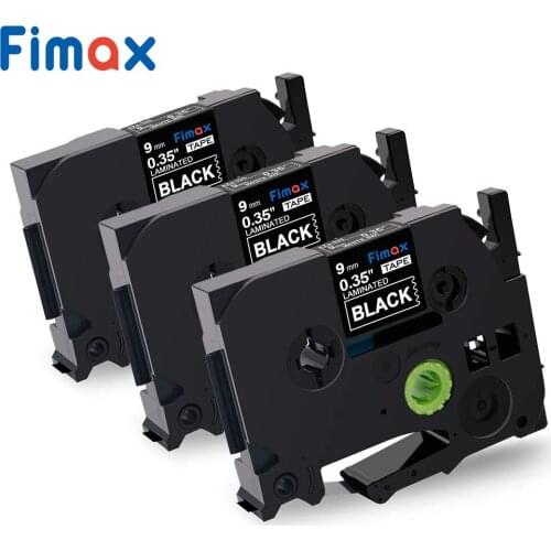 Fimax 3pcs TZE-325 Compatible for Brother P touch Label Tape TZe325 TZ-325 White on Black Brother P-touch label Printer Label