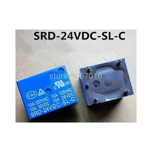 Good quality 10pcs/lot SRD-24VDC-SL-C T73-24V 5 pin PCB Type 24V DC Power Relay