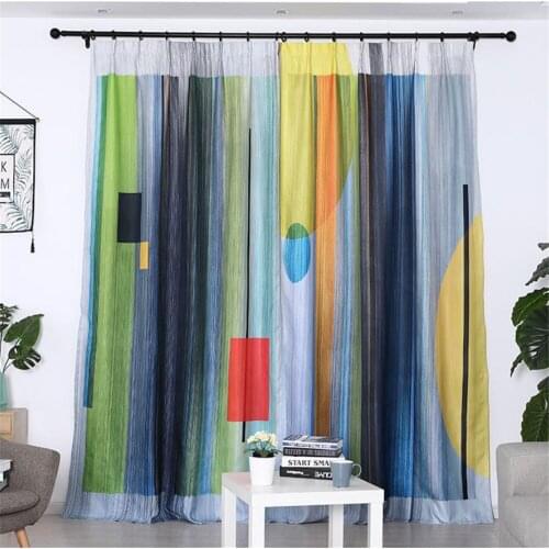 Personality modern curtains colorful popular minimalism living room bedroom floating curtain hook windproof curtains 3d curtains