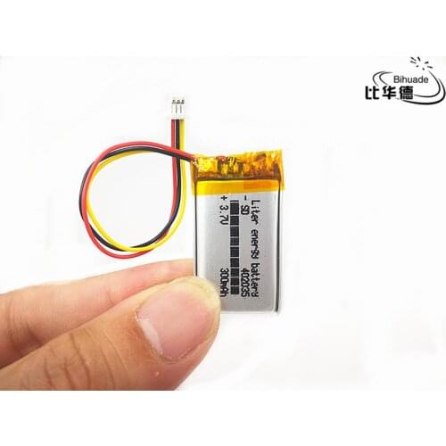 JST PH 1.0mm 3 pin 3.7V,300mAH 402035 Polymer lithium ion / Li-ion battery for tablet pc BANK,GPS,mp3,mp4