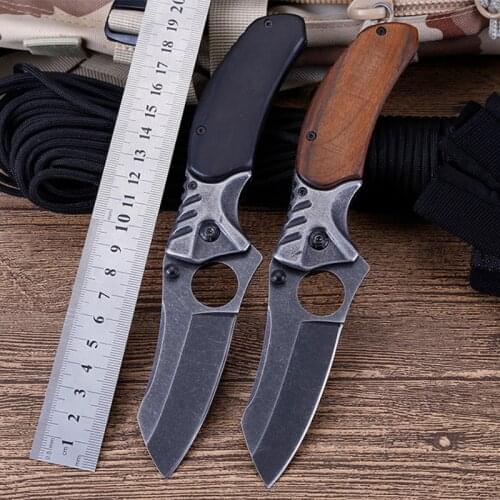 Pocket Knife Free shipping Very Sharp Folding Knife Tactical Hunting Knife wood Handle Outdoor DEC Tools