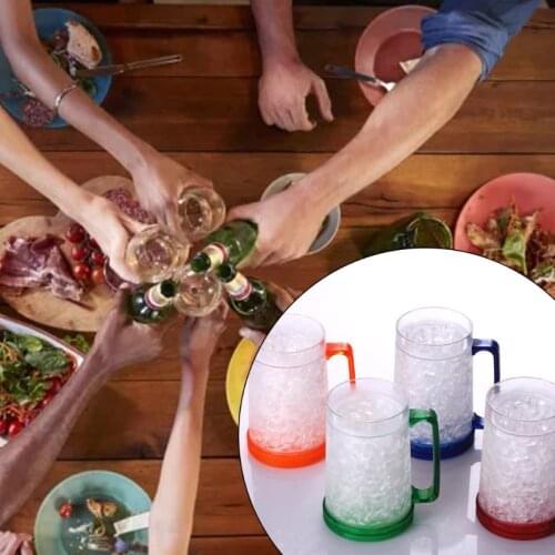 Freezer Ice Beer Mug Double Wall Gel Frosty Beer Cup Drinking Glasses Wine Cup Bar Party Tableware Kitchen Supplies